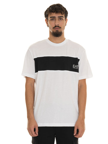 EA7 Men's Black-White T-Shirt