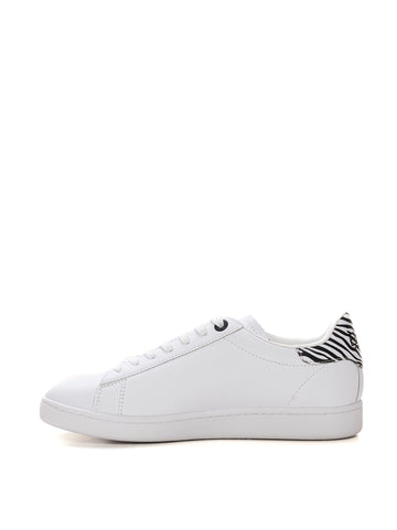 EA7 Women's White-Black Lace-Up Sneakers