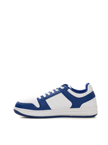 EA7 Men's White-Blue Lace-Up Sneakers