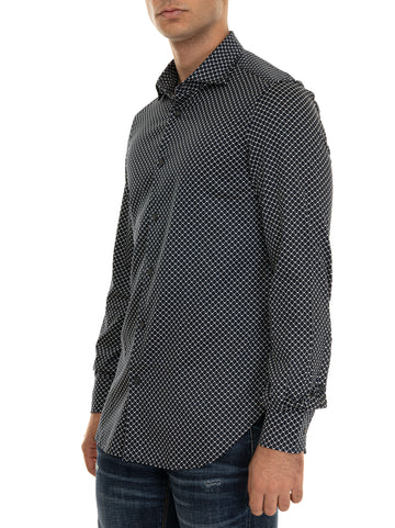 Camicia manica lunga Nero-bianco Emporio Armani Uomo