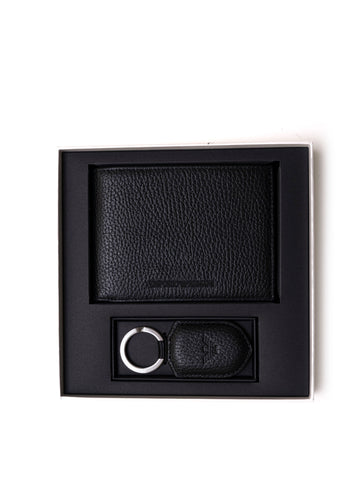 Wallet and keychain set Black Emporio Armani Man