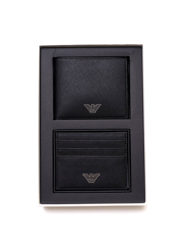 Wallet and card holder set Black Emporio Armani Man