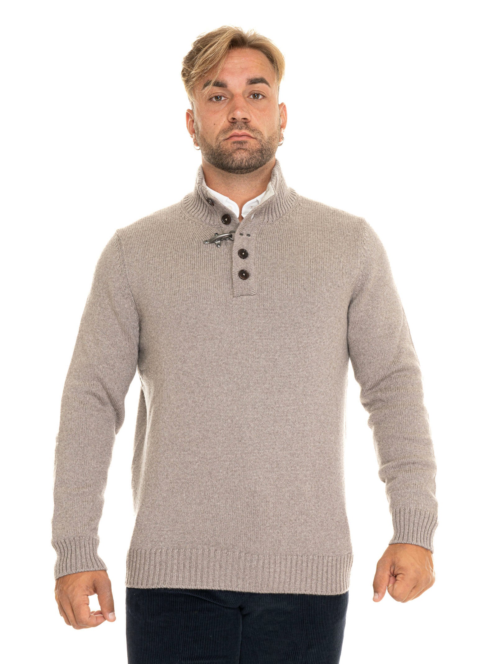 Half zip pullover Beige Fay Man Scaglione Ischia - Main Image