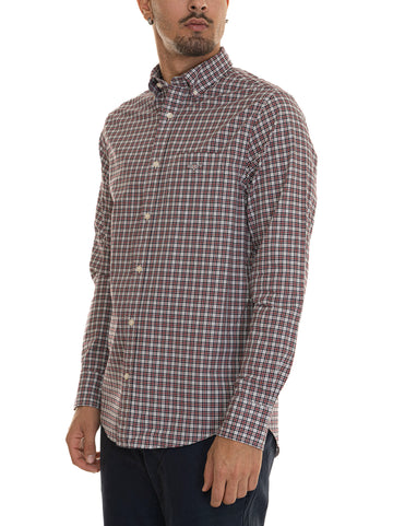 Camicia cotone manica lunga Bordeau-grigio Gant Uomo