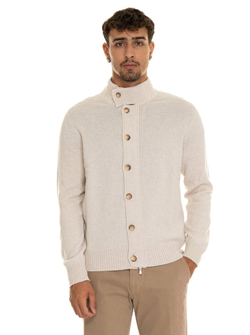 Cardigan bottoni Latte Gran Sasso Uomo