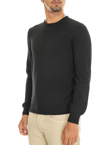 Gran Sasso Men's Black Crew Neck Pullover