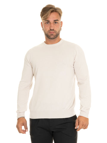 Gran Sasso Men's Cream Crewneck Sweater