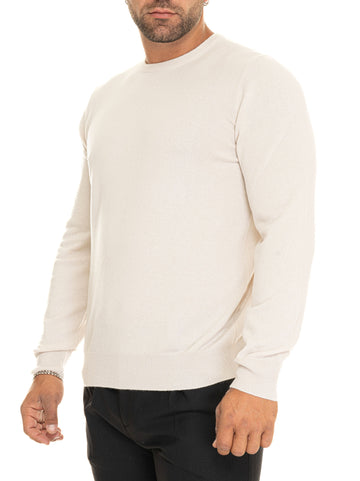 Gran Sasso Men's Cream Crewneck Sweater