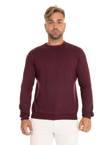 Gran Sasso Men's Bordeaux Crewneck Sweater