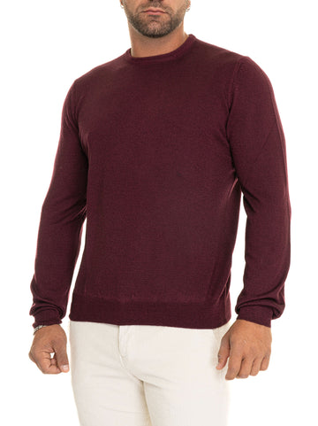 Gran Sasso Men's Bordeaux Crewneck Sweater