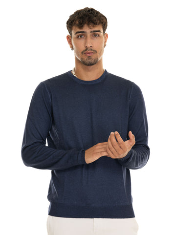 Gran Sasso Men's Denim Crewneck Sweater