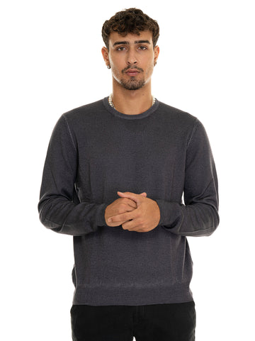 Gran Sasso Men's Anthracite Crewneck Sweater