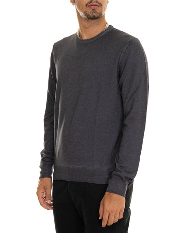 Gran Sasso Men's Anthracite Crewneck Sweater