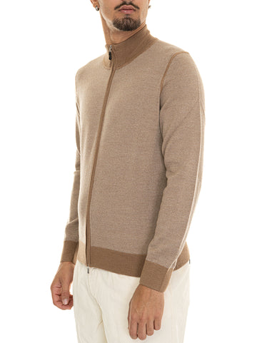 Brown Gran Sasso Men's Zip Cardigan