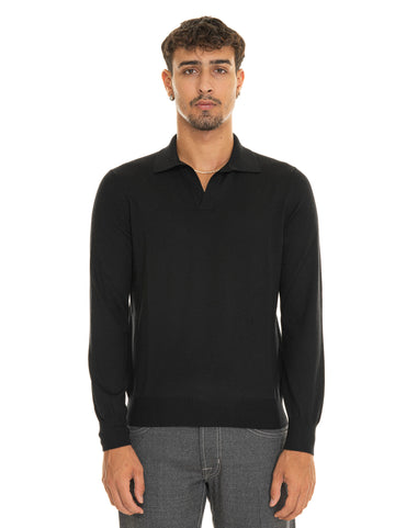 Polo without buttons Black Gran Sasso Men