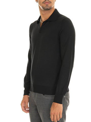 Polo without buttons Black Gran Sasso Men