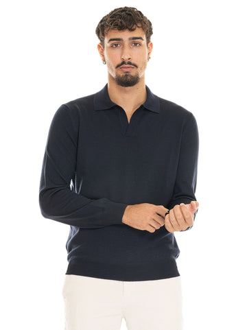 Polo without buttons Blue Gran Sasso Men