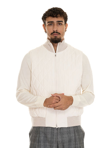 Gran Sasso Men's Cream Quilted Vest