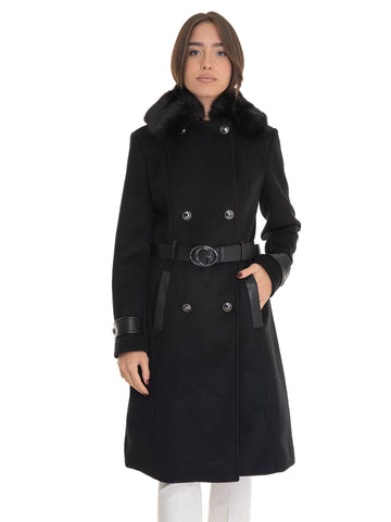 Cappotto doppio-petto Amelia Nero Guess Donna