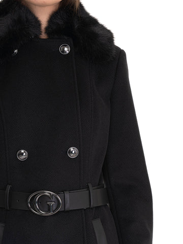 Cappotto doppio-petto Amelia Nero Guess Donna