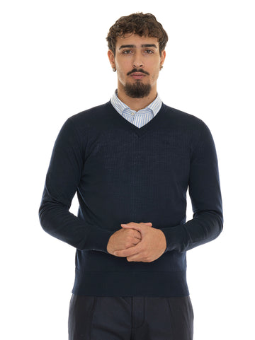 Hindustrie Men's Blue V-Neck Sweater