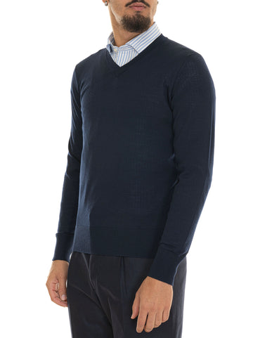 Hindustrie Men's Blue V-Neck Sweater