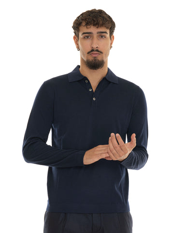 Hindustrie Men's Blue Long Sleeve Polo