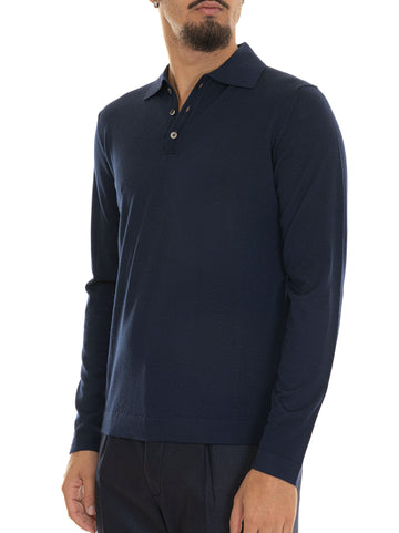 Hindustrie Men's Blue Long Sleeve Polo