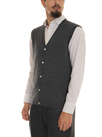 Hindustrie Men's Charcoal Grey Knitted Vest