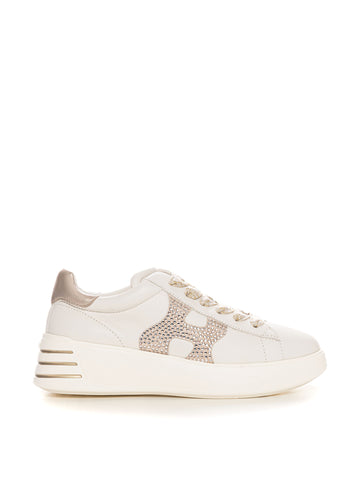 Sneakers in pelle con lacci Rebel Avorio Hogan Donna