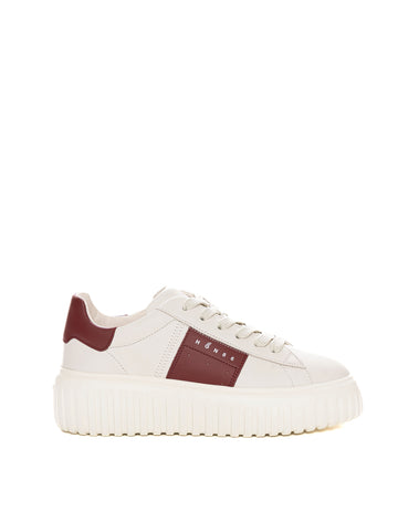 Sneakers in pelle con lacci H-stripes Bianco-lilla Hogan Donna