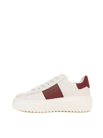 Sneakers in pelle con lacci H-stripes Bianco-lilla Hogan Donna