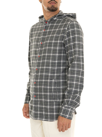 Kiton Men's Grey Hooded Shirt