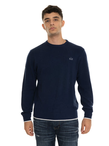 La Martina Men's Blue Crewneck Sweater