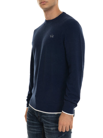 La Martina Men's Blue Crewneck Sweater