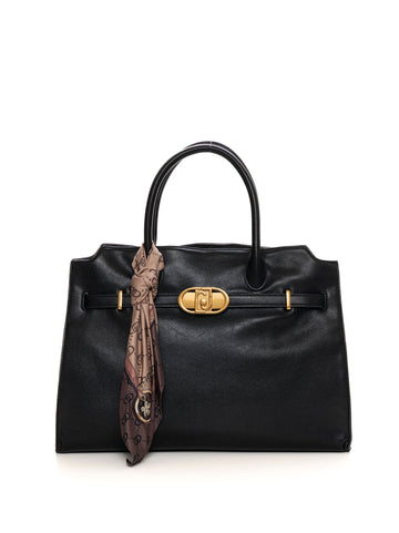 Borsa a mano  l satchel shopping con foulard Nero Liu Jo Donna