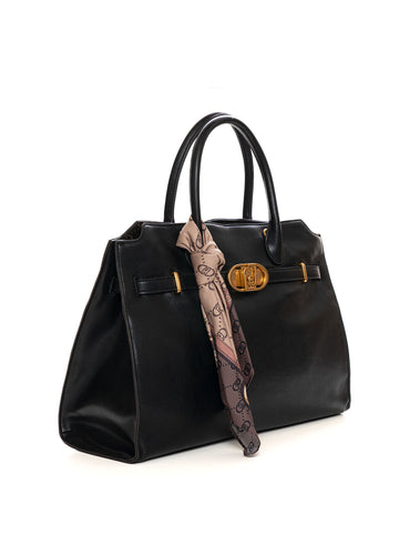 Borsa a mano  l satchel shopping con foulard Nero Liu Jo Donna