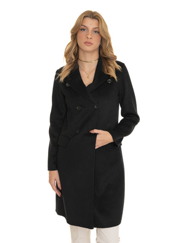 Double-breasted coat Black Liu Jo Woman