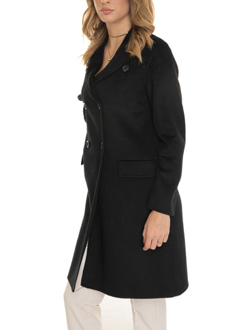 Double-breasted coat Black Liu Jo Woman