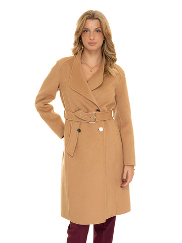 Liu Jo Women's Camel Double-Breasted Coat