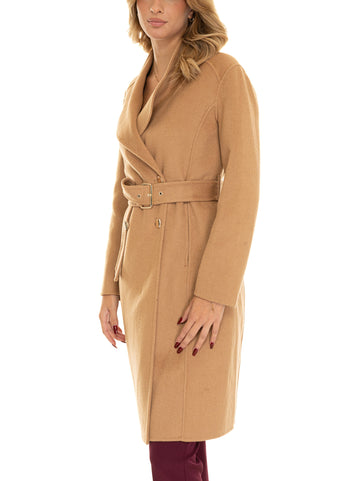 Liu Jo Women's Camel Double-Breasted Coat