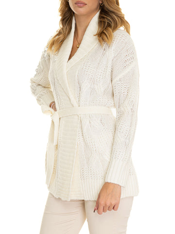 Cardigan lungo Bianco Liu Jo Donna