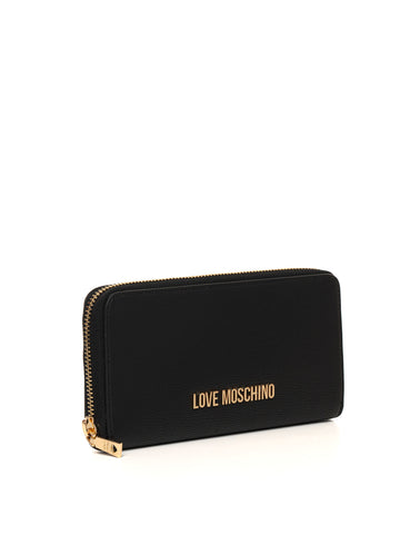 Portafoglio zip around Nero Love Moschino Donna