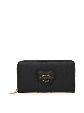 Portafoglio zip around Nero Love Moschino Donna