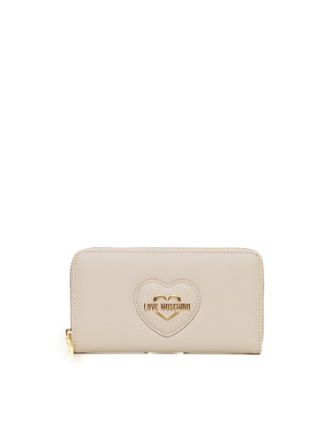 Portafoglio zip around Avorio Love Moschino Donna