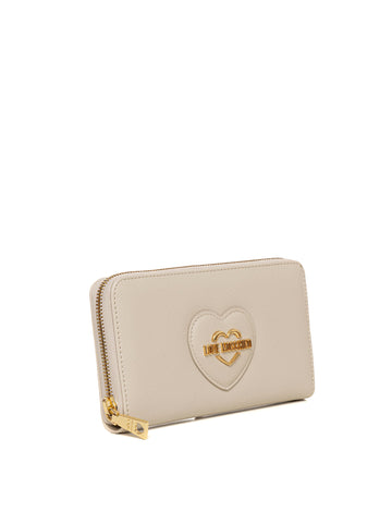 Portafoglio zip around Avorio Love Moschino Donna