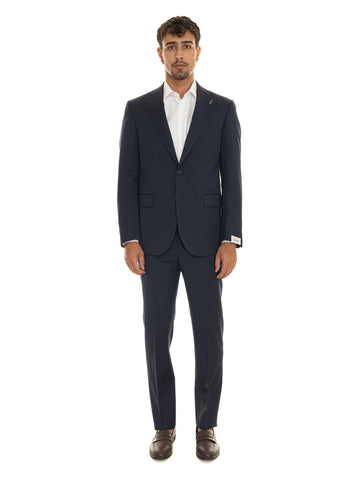 Paoloni Men's 2 Button Dark Blue Suit