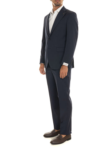 Paoloni Men's 2 Button Dark Blue Suit