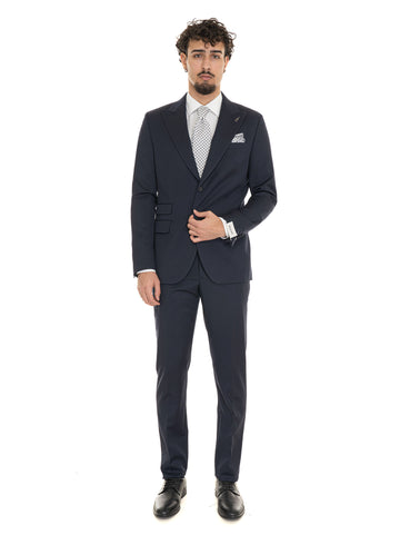 Paoloni Men's 2 Button Dark Blue Suit