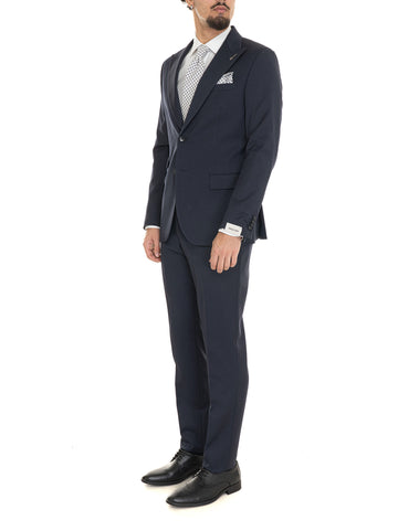 Paoloni Men's 2 Button Dark Blue Suit